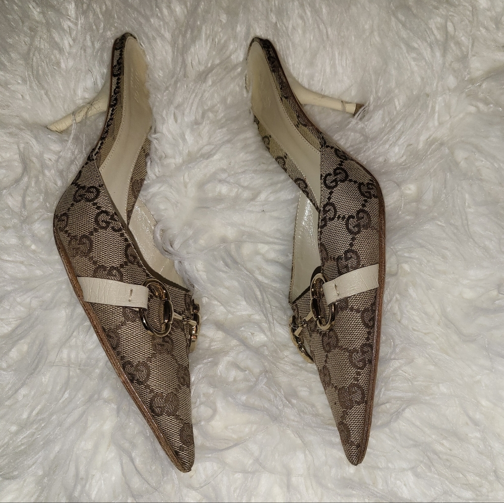 GUCCI Monogram Horsebit Mule - Size 8.5